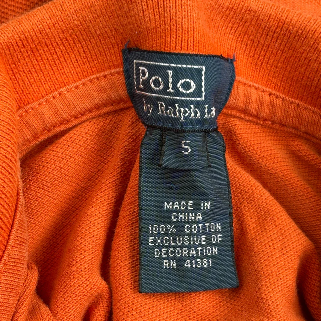 Age 5 Polo By Ralph Lauren Long Sleeve Polo Shirt - Small Orange Cotton - Image 3