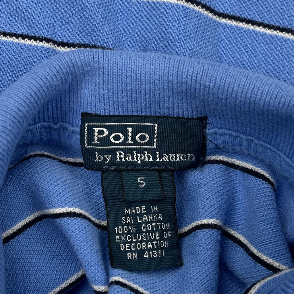 Age 5 Polo By Ralph Lauren Striped Polo Shirt - Small Blue Cotton - Image 3