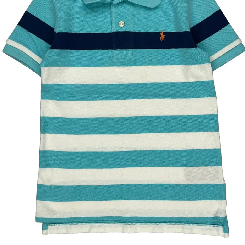 Age 5 Polo By Ralph Lauren Striped Polo Shirt - XS Blue Cotton - Image 5