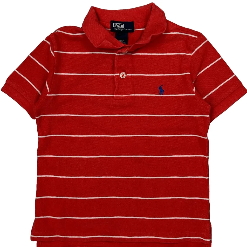 Age 5 Polo By Ralph Lauren Striped Polo Shirt - XS Red Cotton - Image 4
