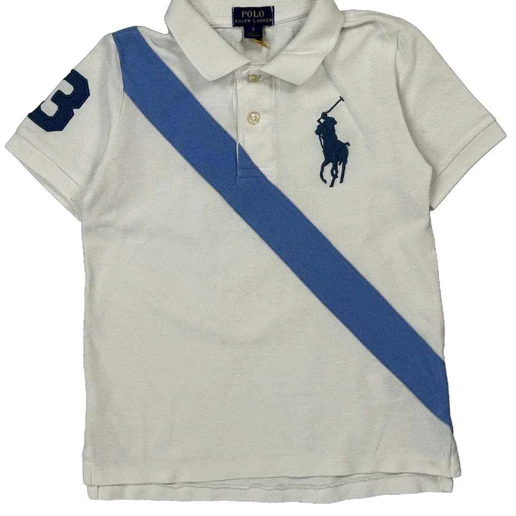 Age 5 Polo By Ralph Lauren Striped Polo Shirt - 2XS White Cotton - Image 3