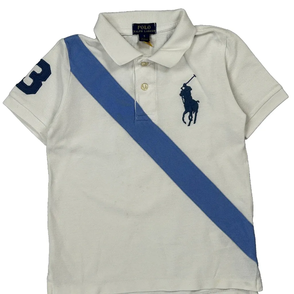 Age 5 Polo By Ralph Lauren Striped Polo Shirt - 2XS White Cotton - Image 4