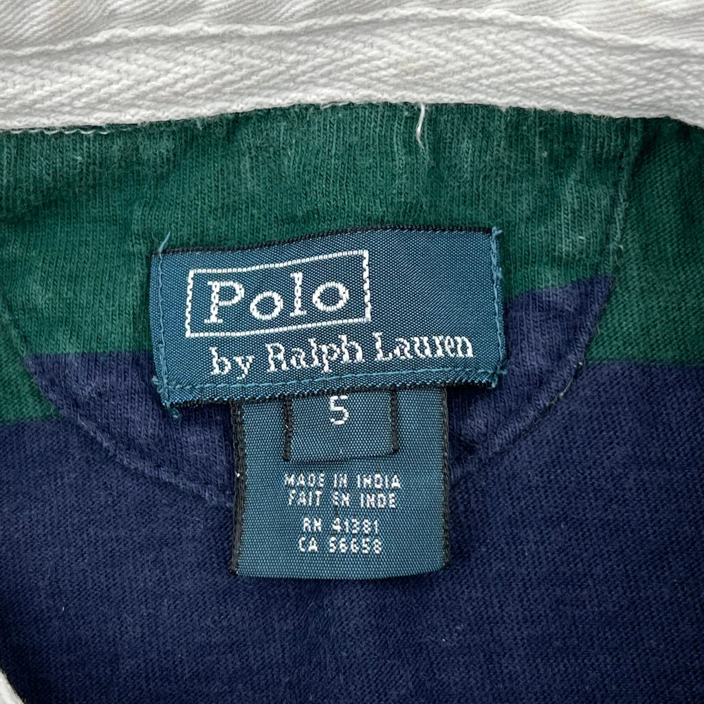 Age 5 Polo By Ralph Lauren Striped Rugby Shirt - XS Green Cotton - Image 3