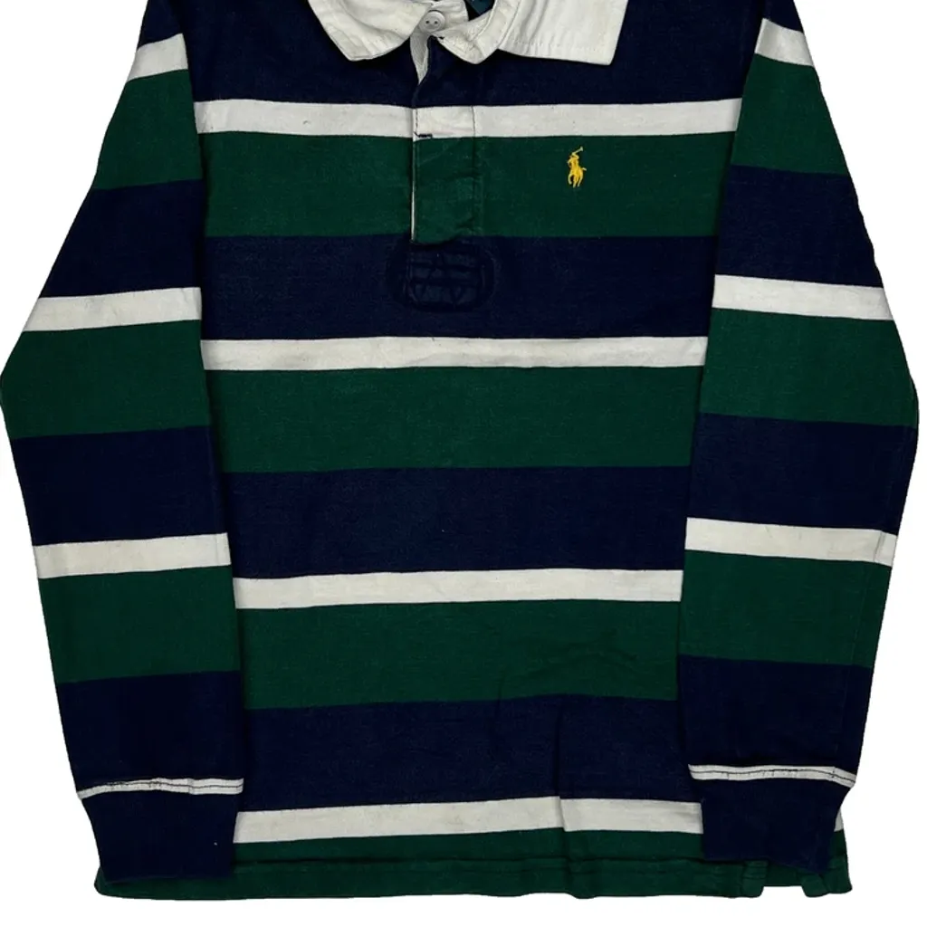 Age 5 Polo By Ralph Lauren Striped Rugby Shirt - XS Green Cotton - Image 4