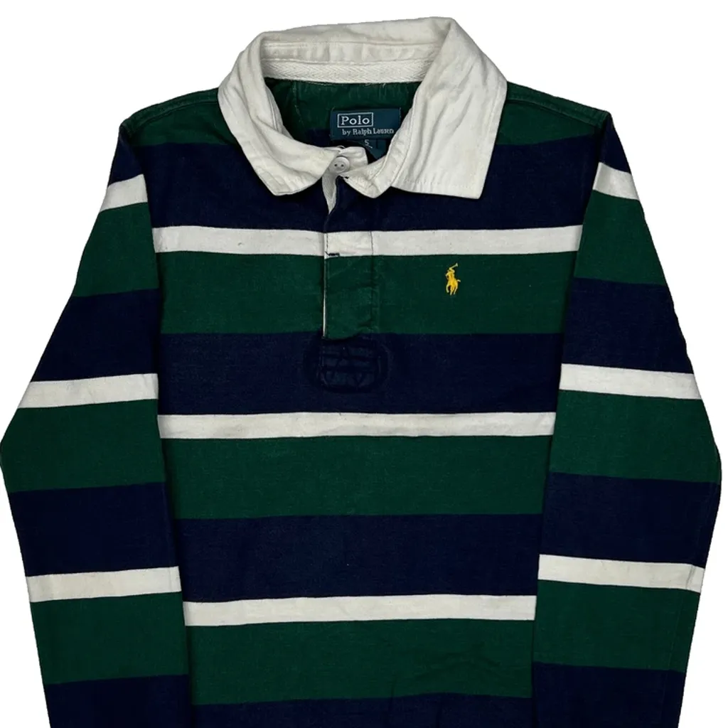 Age 5 Polo By Ralph Lauren Striped Rugby Shirt - XS Green Cotton - Image 5