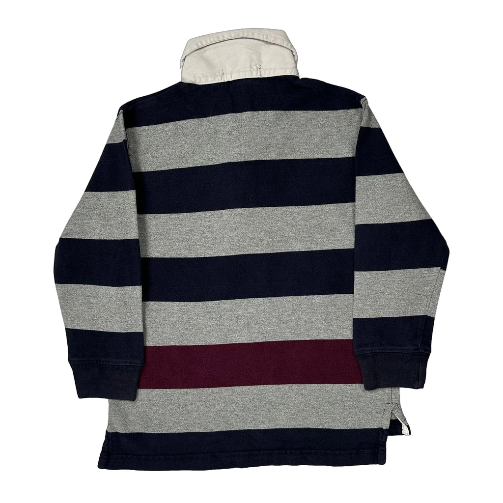 Age 5 Polo By Ralph Lauren Striped Rugby Shirt - Small Grey Cotton - Image 2