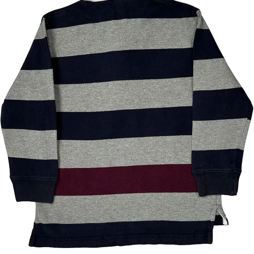 Age 5 Polo By Ralph Lauren Striped Rugby Shirt - Small Grey Cotton - Image 7