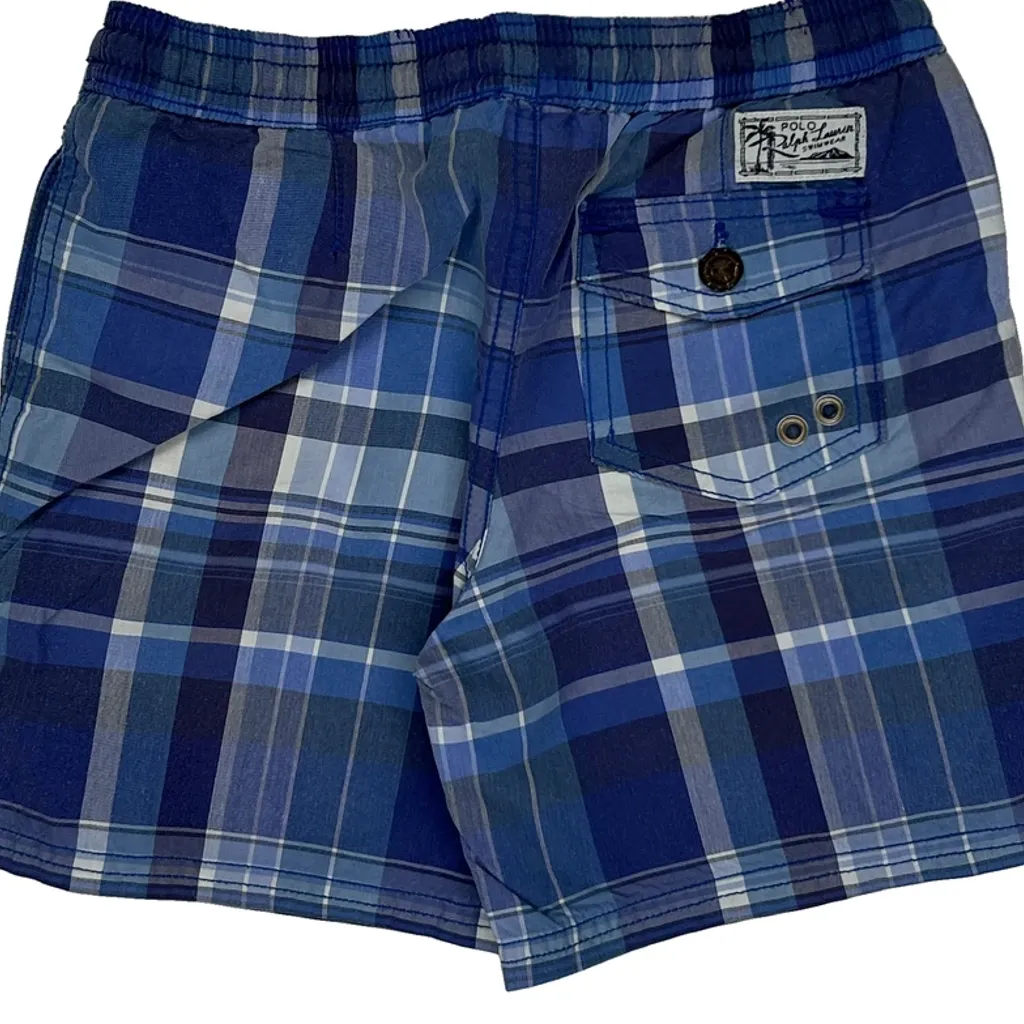 Age 5 Polo By Ralph Lauren Checked Shorts - XS Blue Polyester - Image 5
