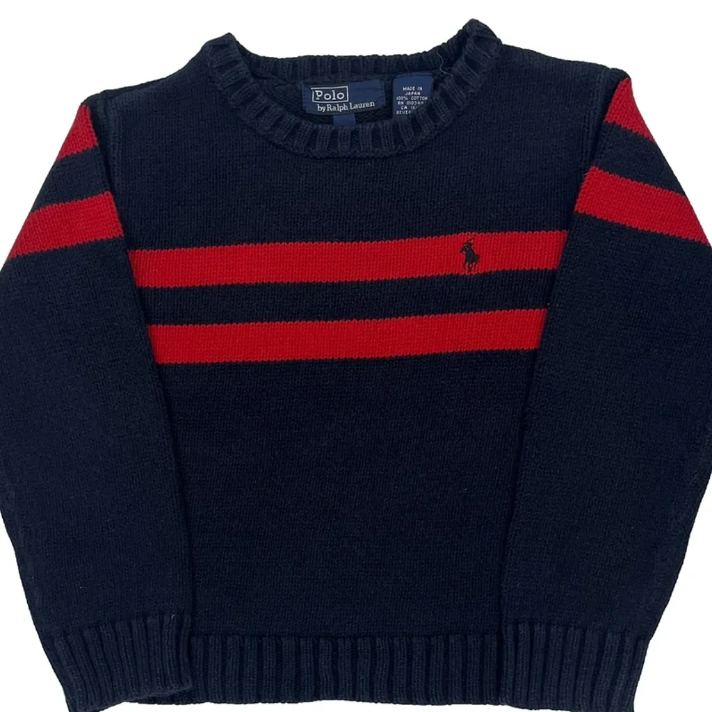 Age 5 Polo By Ralph Lauren Striped Sweater - XS Navy Cotton - Image 5