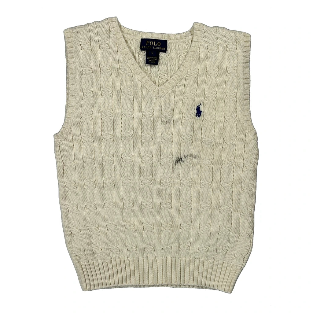 Age 5 Polo By Ralph Lauren Sweater Vest - Small Cream Cotton