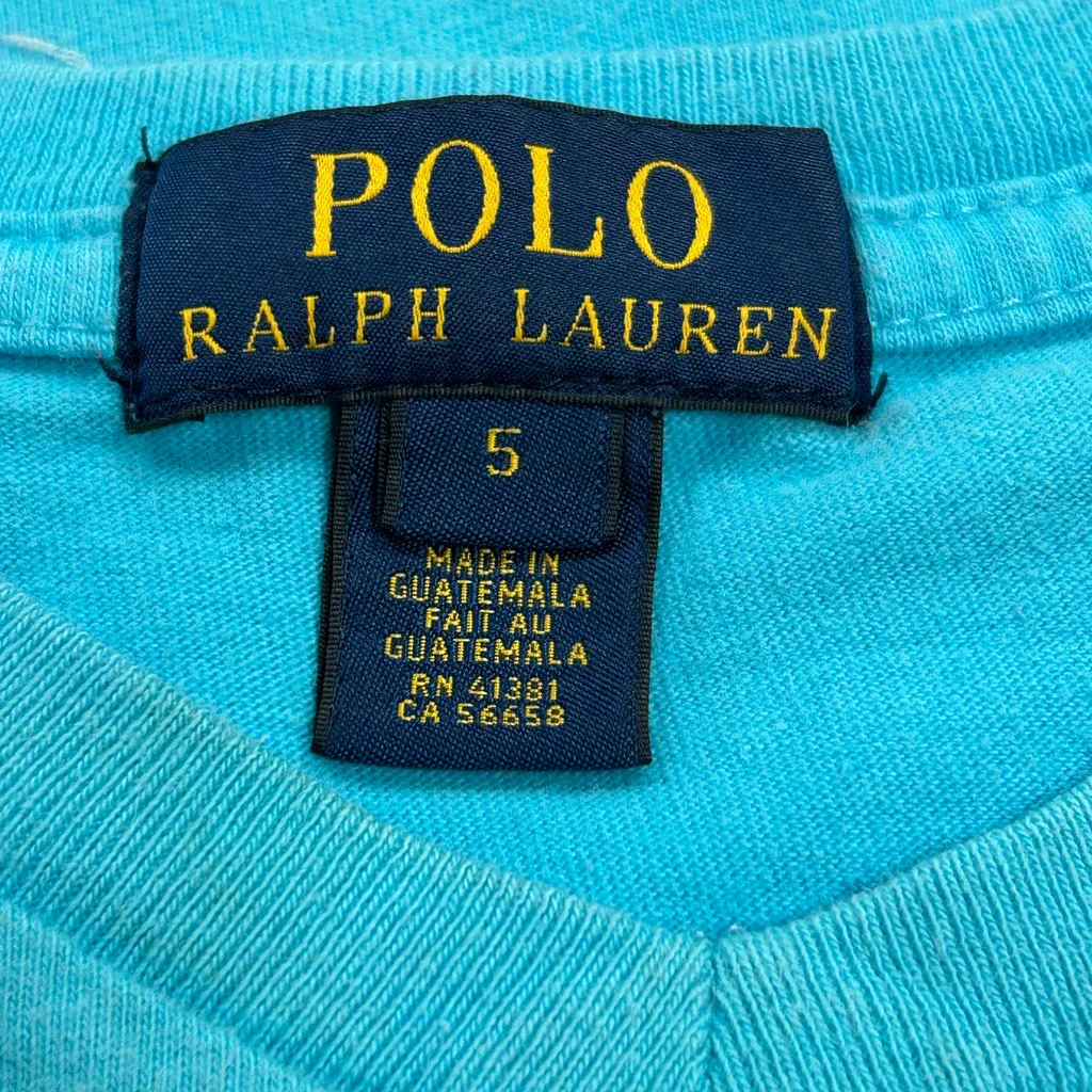 Age 5 Polo By Ralph Lauren T-Shirt - Small Blue Cotton - Image 3