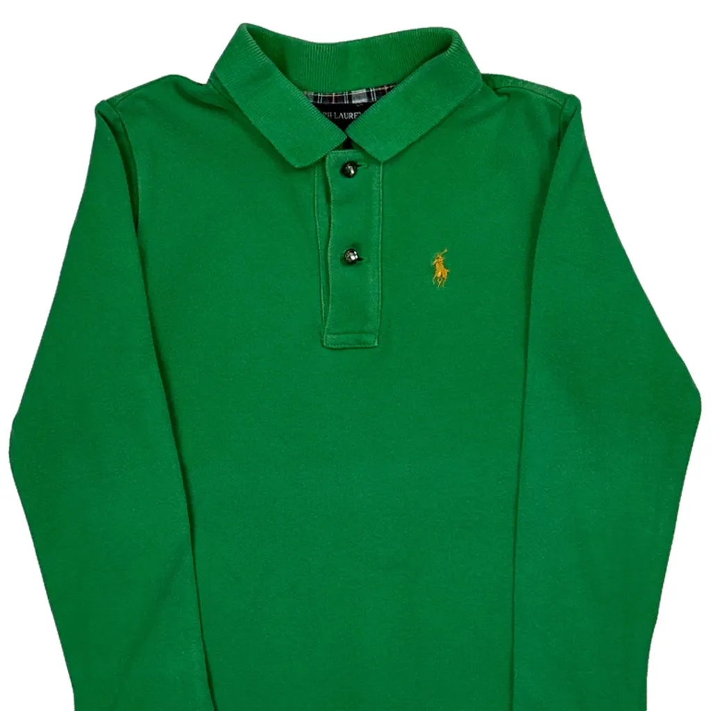 Age 5 Ralph Lauren Long Sleeve Polo Shirt - Small Green Cotton - Image 5