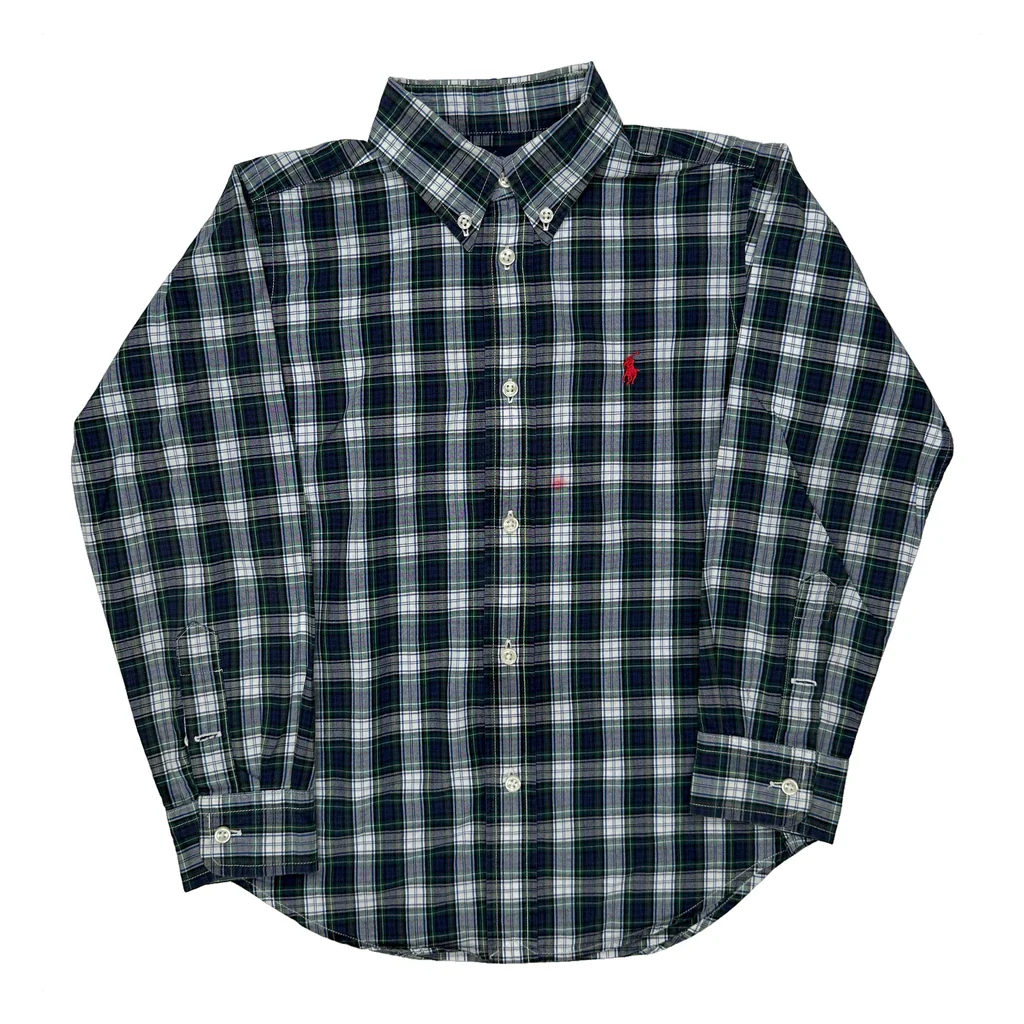 Age 5 Ralph Lauren Checked Shirt - Small Blue Cotton