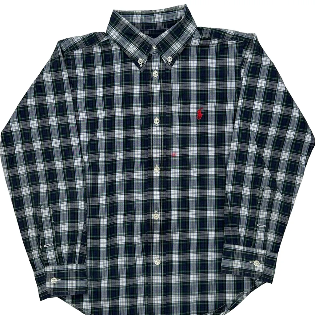 Age 5 Ralph Lauren Checked Shirt - Small Blue Cotton - Image 4