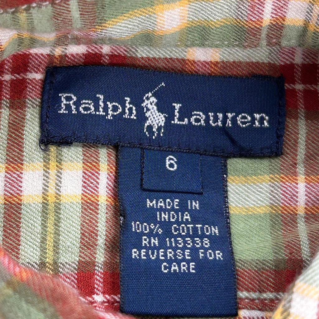 Age 5 Ralph Lauren Checked Shirt - Small Green Cotton - Image 3