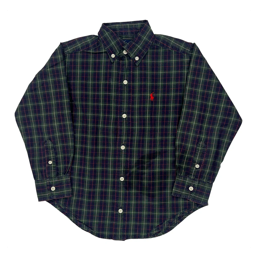 Age 5 Ralph Lauren Checked Shirt - XS Green Cotton