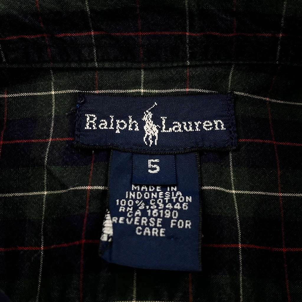 Age 5 Ralph Lauren Checked Shirt - XS Green Cotton - Image 3