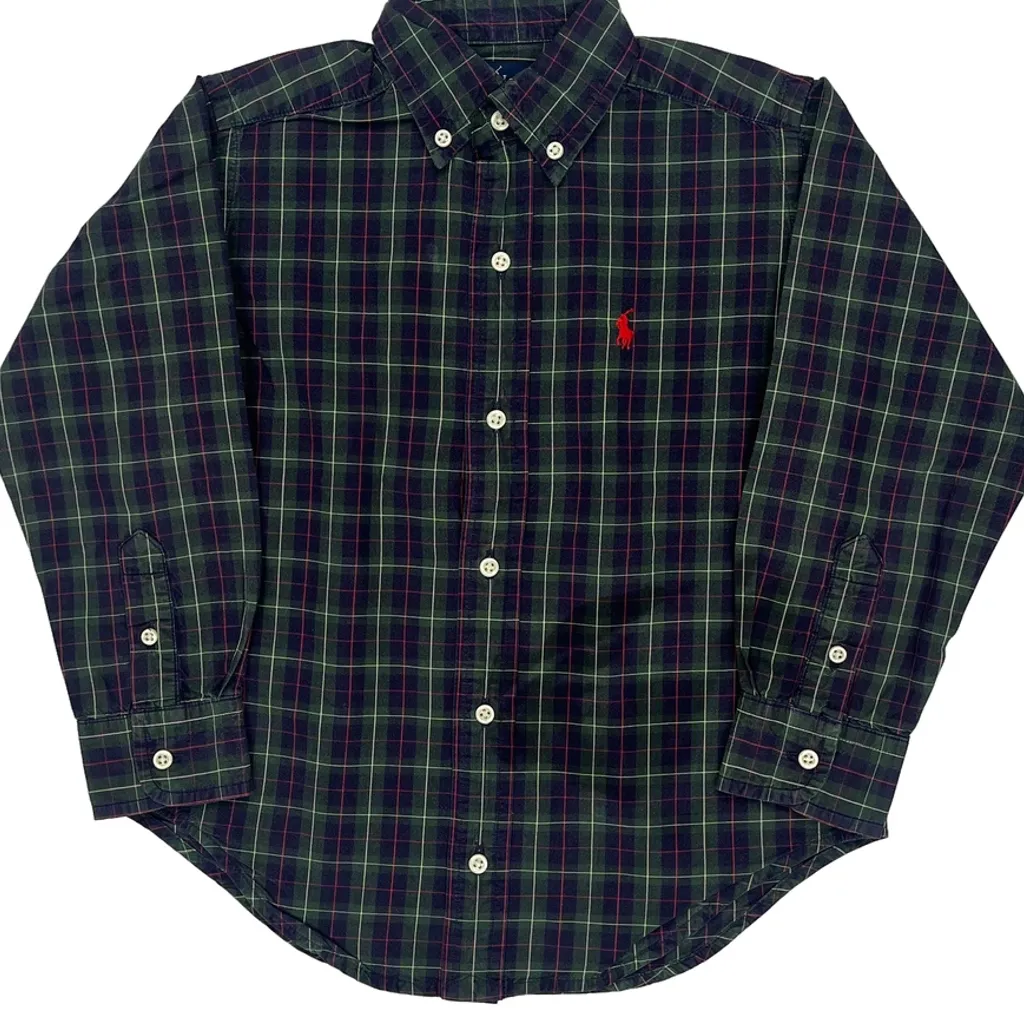 Age 5 Ralph Lauren Checked Shirt - XS Green Cotton - Image 4