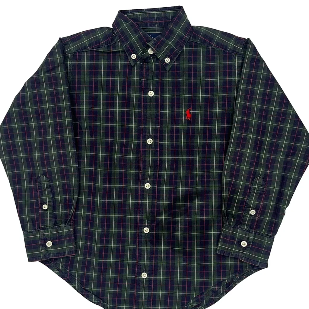 Age 5 Ralph Lauren Checked Shirt - XS Green Cotton - Image 5