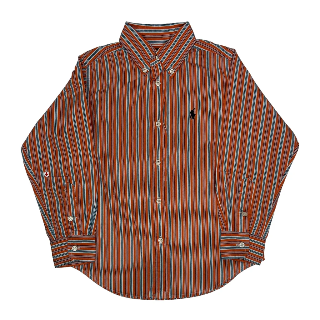 Age 5 Ralph Lauren Striped Shirt - Small Orange Cotton