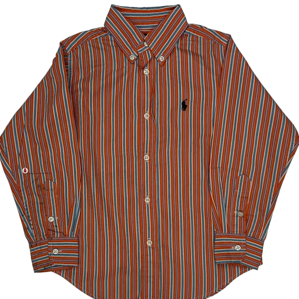 Age 5 Ralph Lauren Striped Shirt - Small Orange Cotton - Image 5