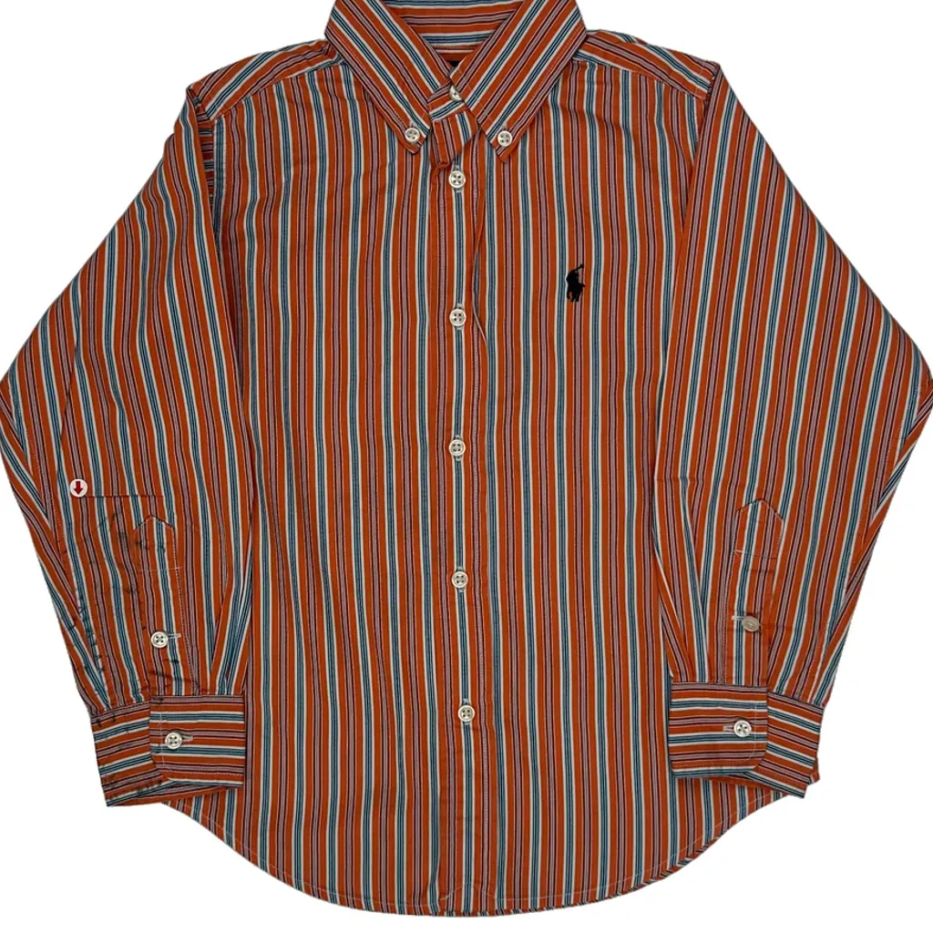 Age 5 Ralph Lauren Striped Shirt - Small Orange Cotton - Image 6