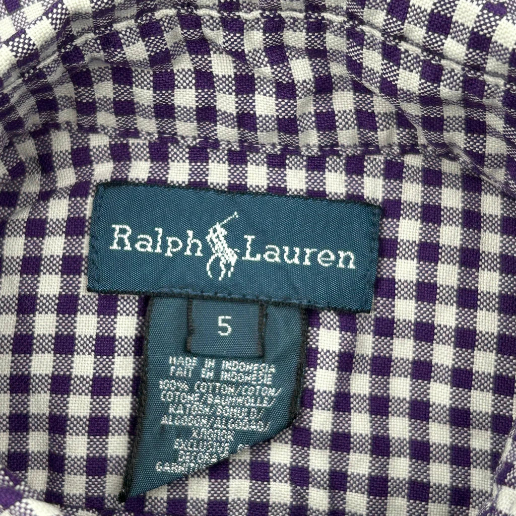 Age 5 Ralph Lauren Checked Shirt - XS Purple Cotton - Image 3