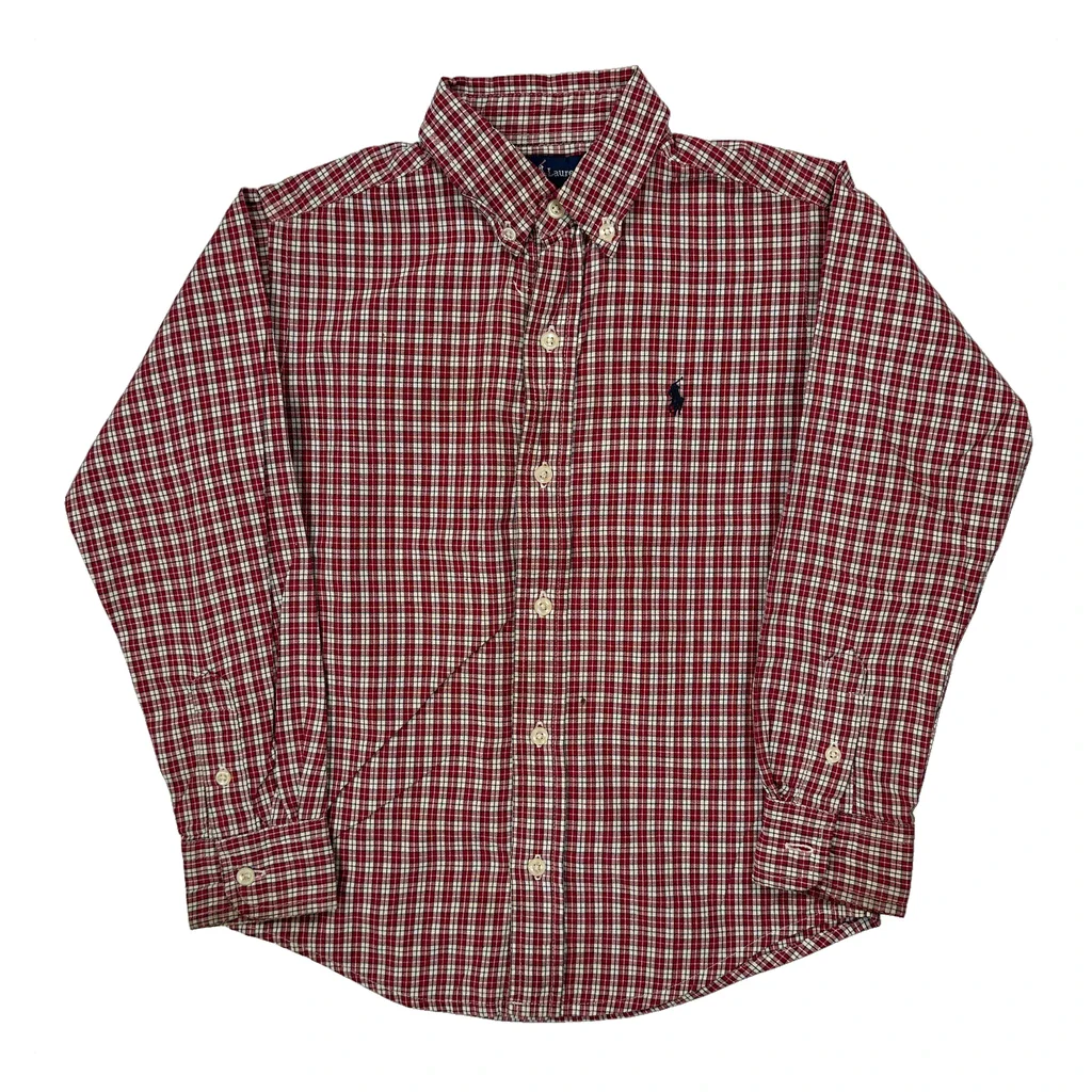 Age 5 Ralph Lauren Checked Shirt - Small Red Cotton