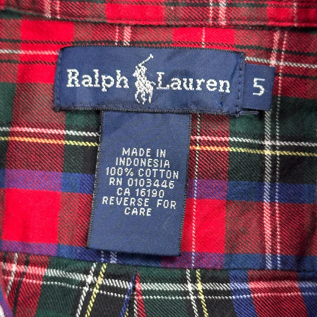 Age 5 Ralph Lauren Checked Shirt - XS Red Cotton - Image 3