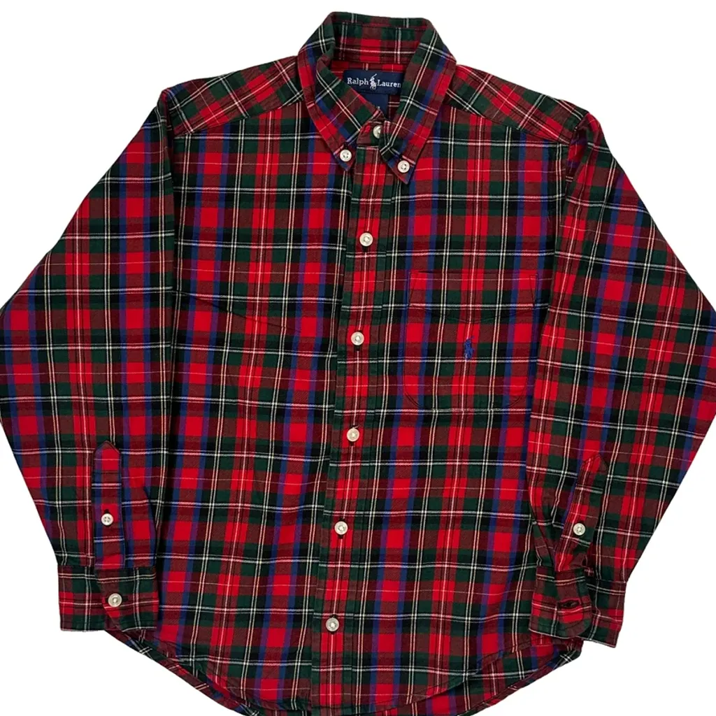 Age 5 Ralph Lauren Checked Shirt - XS Red Cotton - Image 4