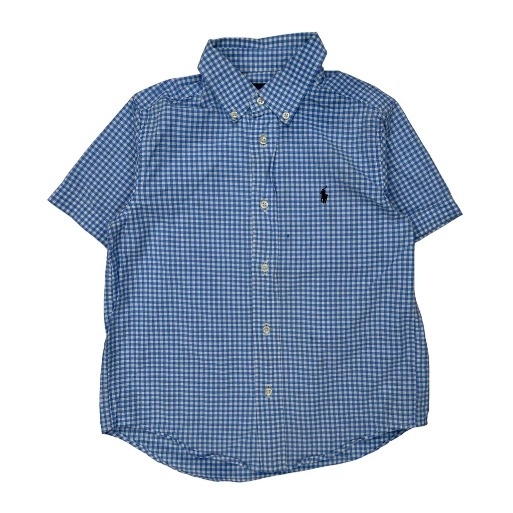 Age 5 Ralph Lauren Checked Short Sleeve Shirt - Small Blue Cotton
