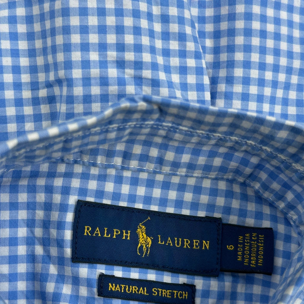 Age 5 Ralph Lauren Checked Short Sleeve Shirt - Small Blue Cotton - Image 3