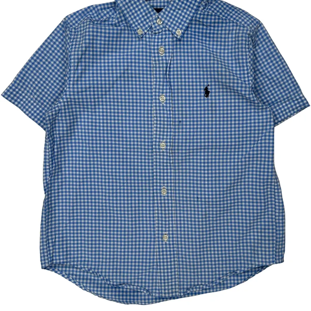 Age 5 Ralph Lauren Checked Short Sleeve Shirt - Small Blue Cotton - Image 5