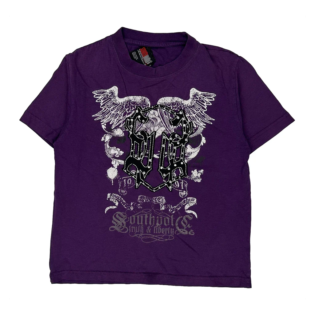 Age 5 Southpole Graphic T-Shirt - Medium Purple Cotton