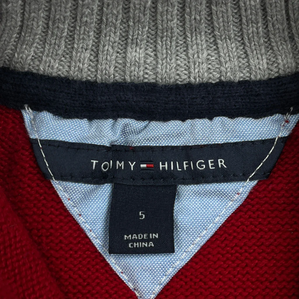Age 5 Tommy Hilfiger 1/4 Zip - Small Red Cotton - Image 3