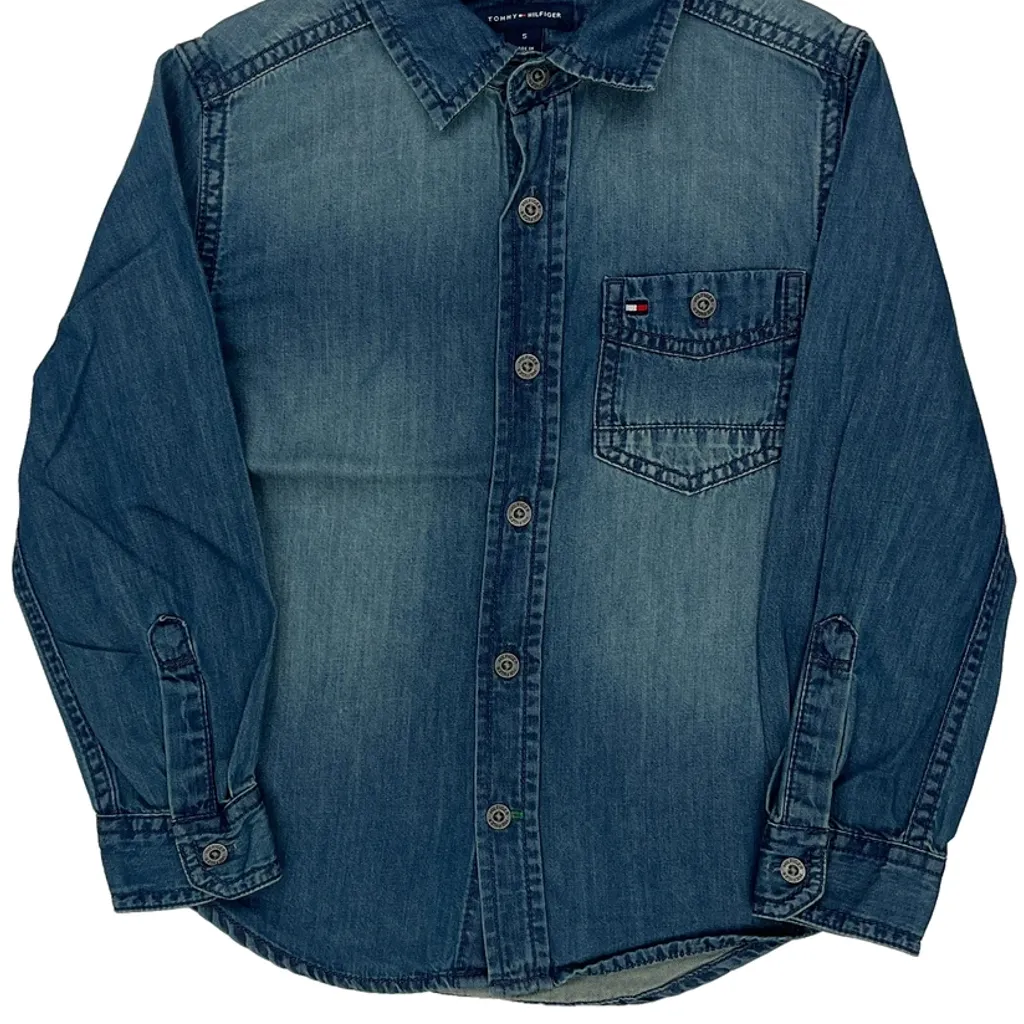 Age 5 Tommy Hilfiger Denim Shirt - Small Blue Denim - Image 4