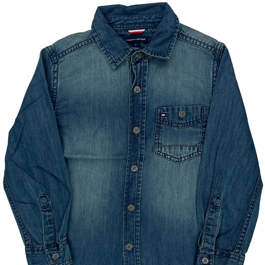 Age 5 Tommy Hilfiger Denim Shirt - Small Blue Denim - Image 5
