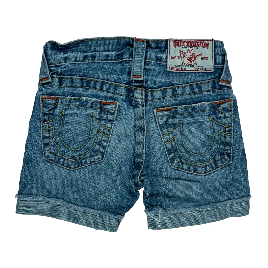 Age 5 True Religion Denim Shorts - Small Blue Denim