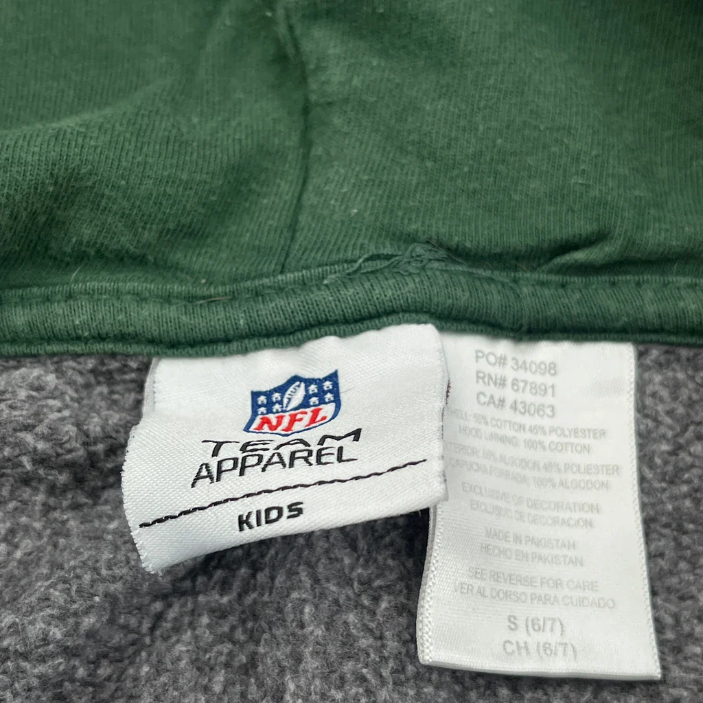 Age 6-7 N.F.L. Team Apparel Packers Hoodie - Small Gray Cotton Blend - Image 3