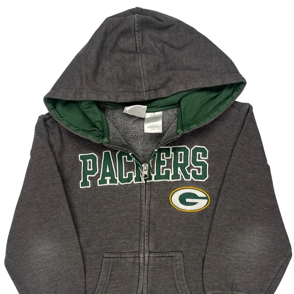 Age 6-7 N.F.L. Team Apparel Packers Hoodie - Small Gray Cotton Blend - Image 4