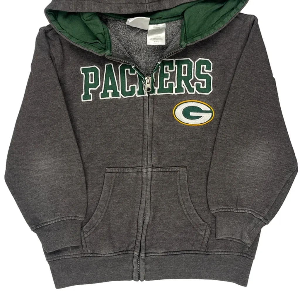 Age 6-7 N.F.L. Team Apparel Packers Hoodie - Small Gray Cotton Blend - Image 5