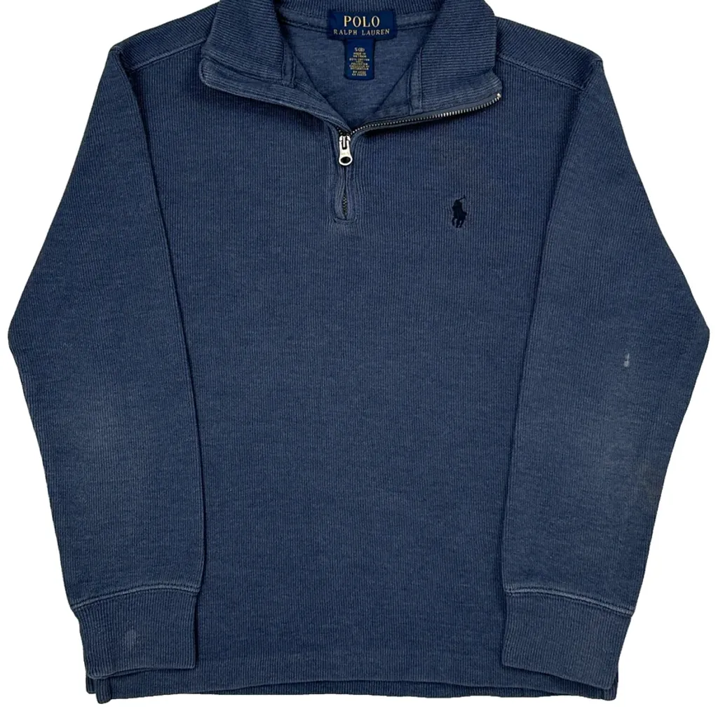 Age 6-7 Polo By Ralph Lauren 1/4 Zip - Small Blue Cotton Blend - Image 5