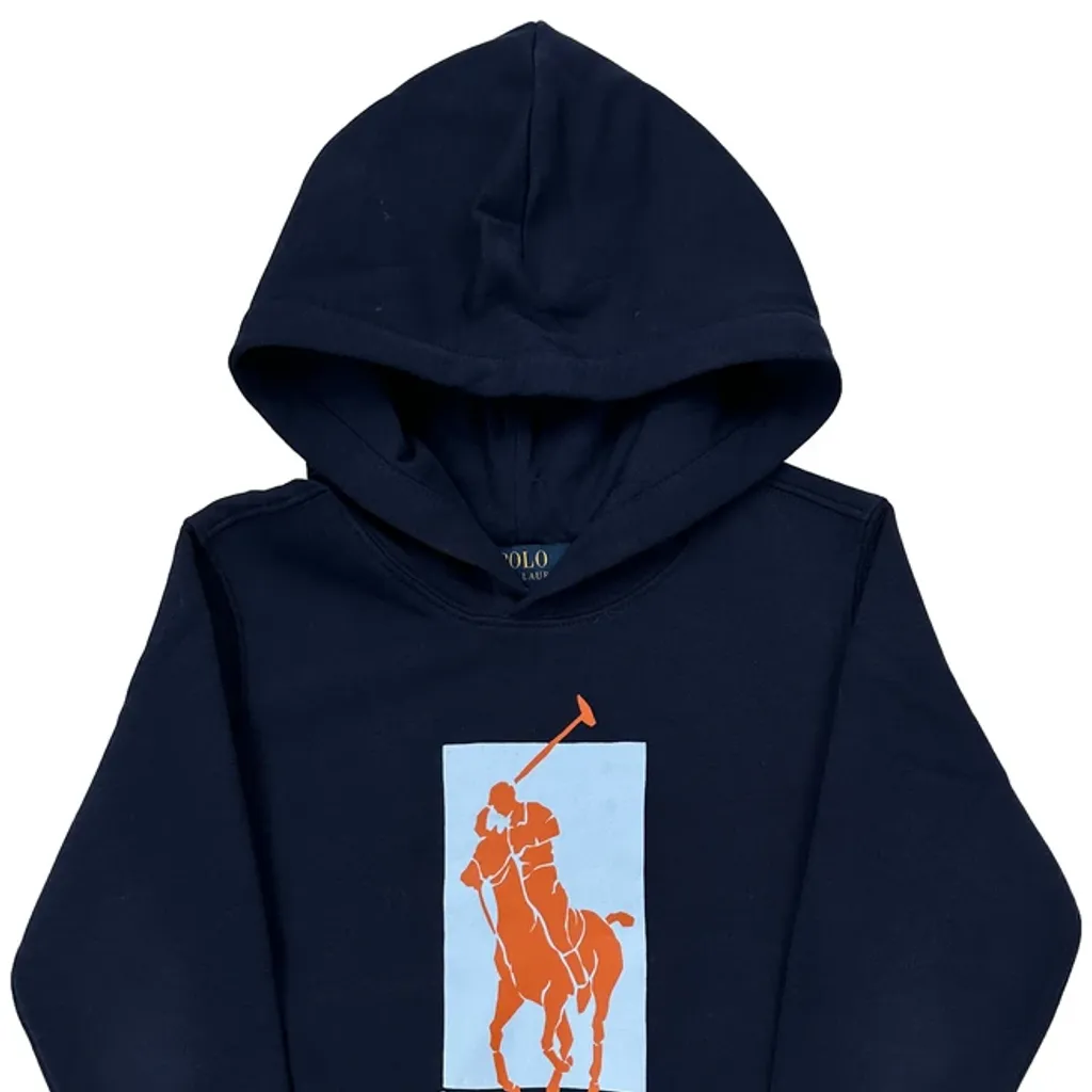 Age 6-7 Polo By Ralph Lauren Graphic Hoodie - Small Navy Cotton - Image 5