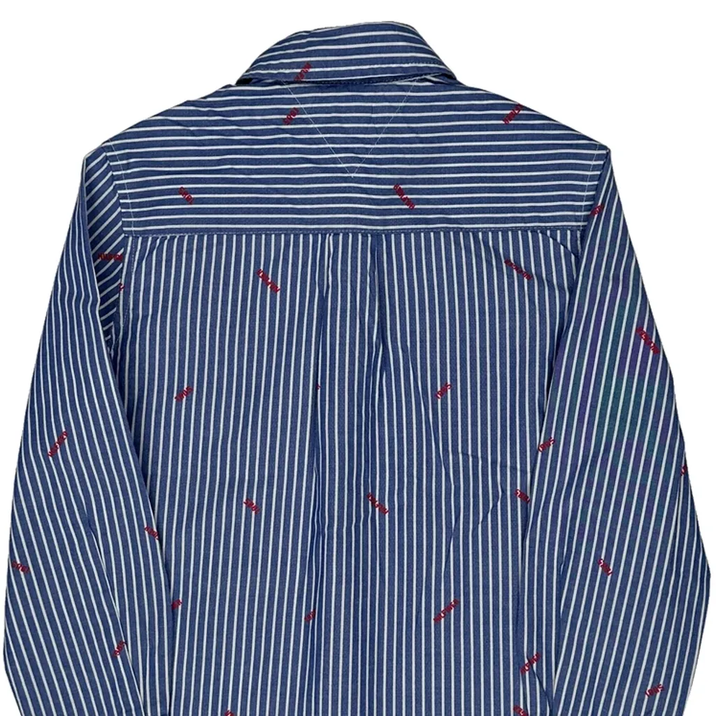 Age 6-7 Tommy Hilfiger Striped Shirt - Small Blue Cotton - Image 7