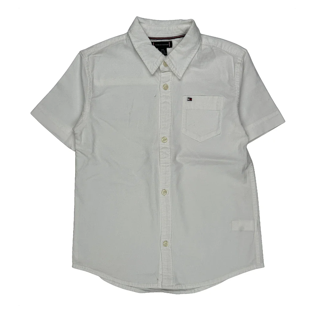 Age 6-7 Tommy Hilfiger Short Sleeve Shirt - Small White Cotton