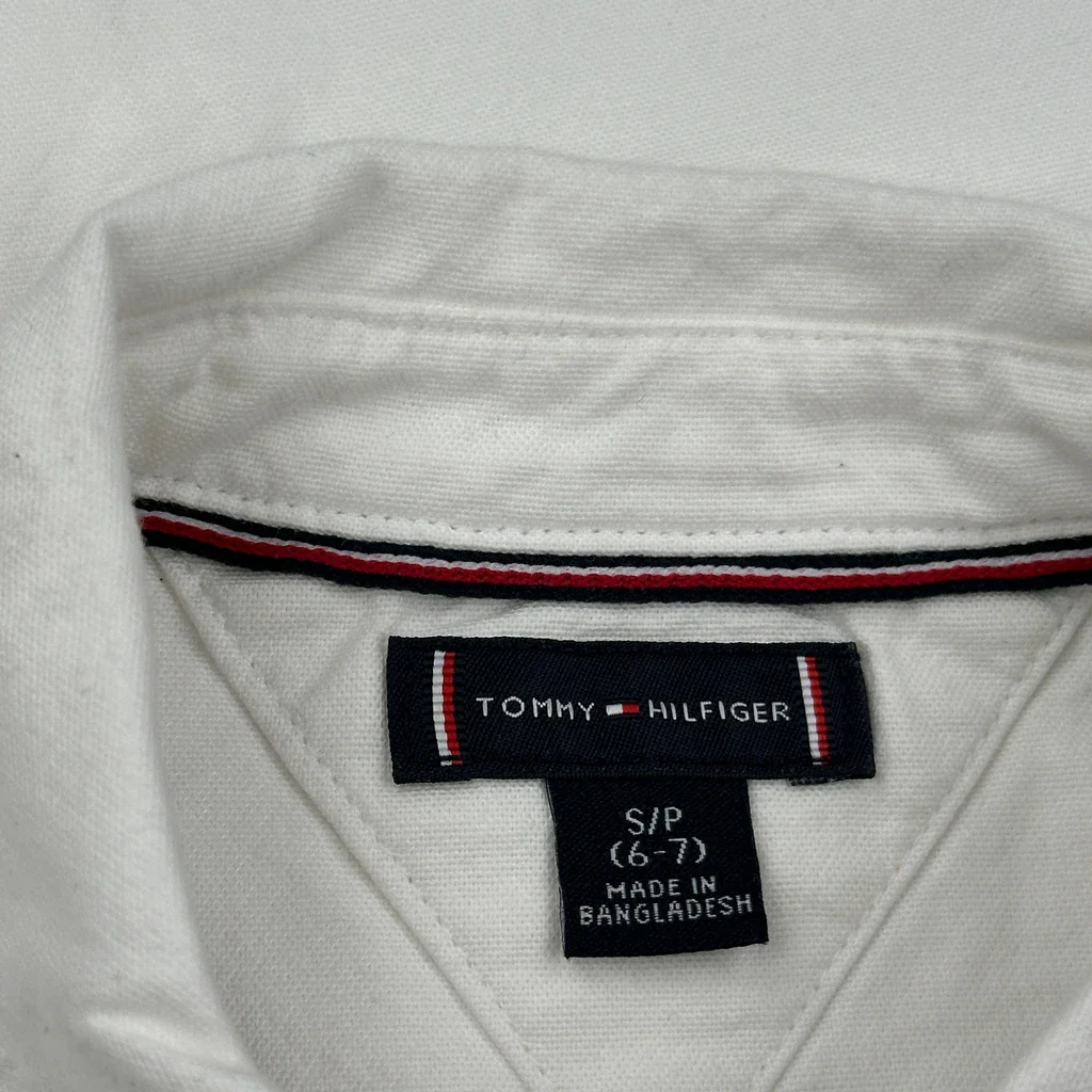 Age 6-7 Tommy Hilfiger Short Sleeve Shirt - Small White Cotton - Image 3