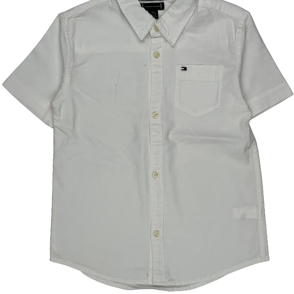 Age 6-7 Tommy Hilfiger Short Sleeve Shirt - Small White Cotton - Image 4