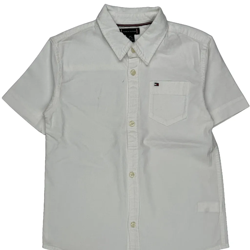 Age 6-7 Tommy Hilfiger Short Sleeve Shirt - Small White Cotton - Image 5