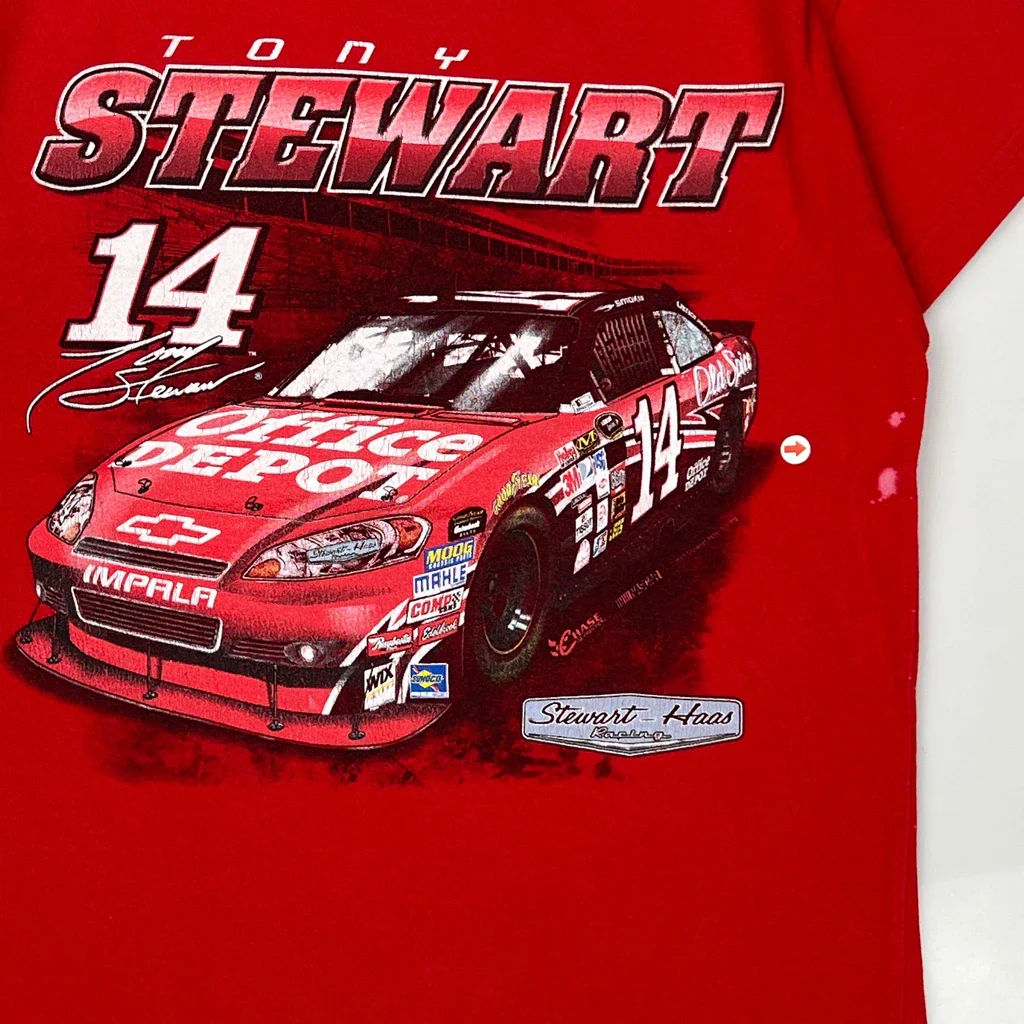 Age 6-8 Chase Authentics Tony Stewart T-Shirt - Small Red Cotton - Image 3