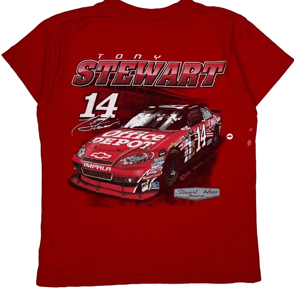 Age 6-8 Chase Authentics Tony Stewart T-Shirt - Small Red Cotton - Image 7